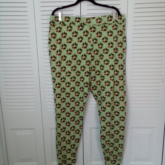 VERA BRADLEY XL PAJAMA BOTTOMS WREATH PATTERN RED LIGHT GREEN JOGGER 100% COTTON - Picture 5 of 7